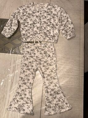 Toddler Girl Jessica Simpson Cream Ribbed Floral Set 18M